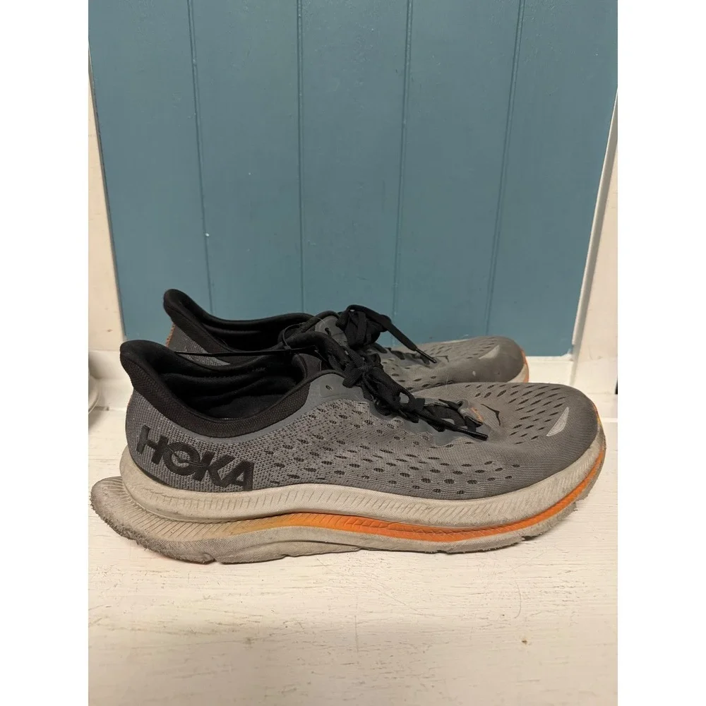 Hoka Kawana Mens Running Shoes Grey Orange Low Top Sneakers Size 11.5 D‎ 1123163